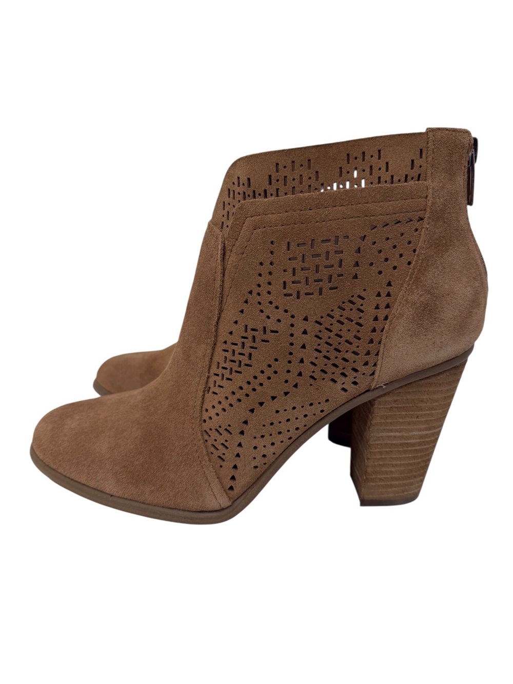 Vince Camuto ‘Frasitta’ brown suede eyelet ankle block heeled boot women size 10